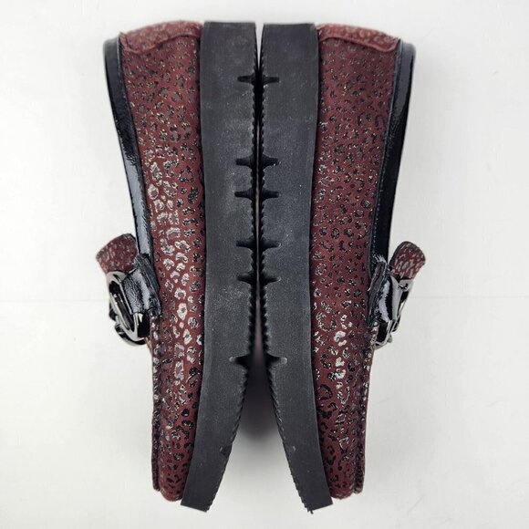 Di Chenzo Platform Loafer Womens 9.5/10 Ocelot Burgundy Leather Italian Leopard - Picture 5 of 13